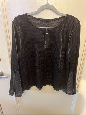 Nally & Millie Black Knit Top with Iridescent Sparkle